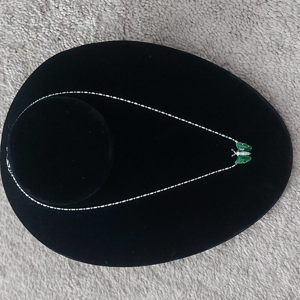 18k gold plated jade butterfly necklace